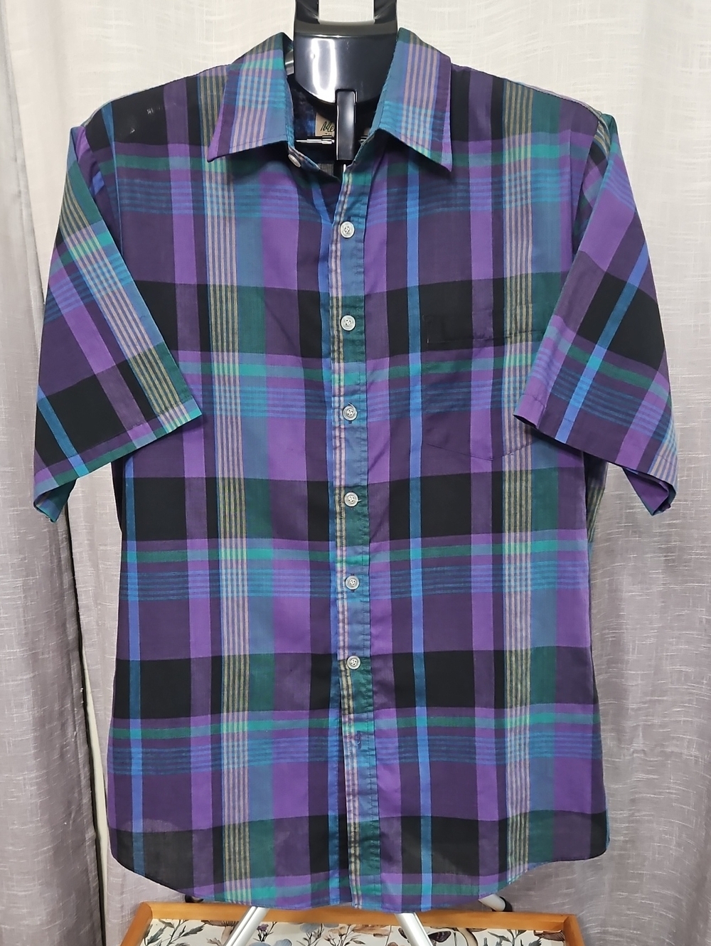 Vintage Men's Store Plaid Shirt Short Sleeve
